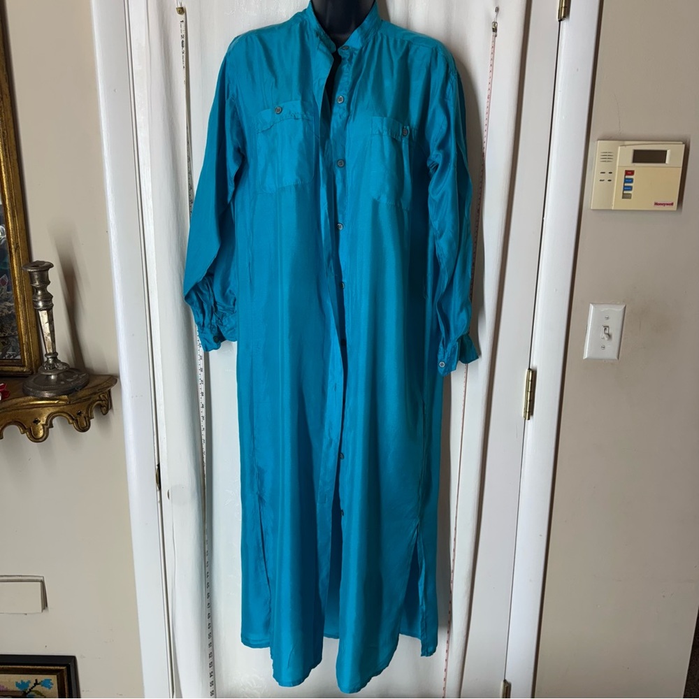 Vintage Vibrant Silk Shirt Dress